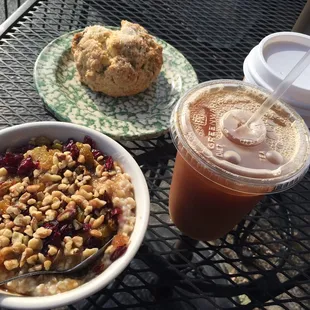 Our order of oatmeal and berry scone