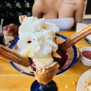 Churros with ice cream