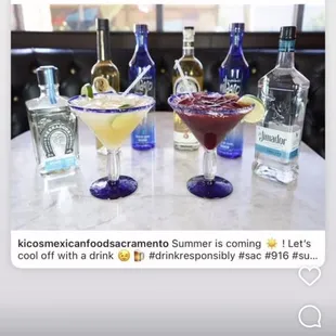 a photo of a table with drinks