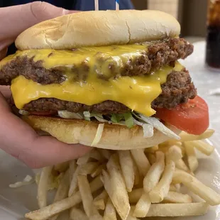 Double cheeseburger with fries