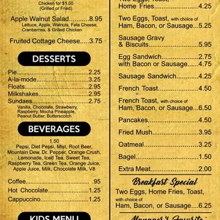 Our Menu at Kidron Town &amp; Country Store &amp; Restaurant
