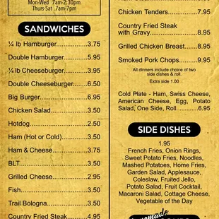 Our Menu at Kidron Town &amp; Country Store &amp; Restaurant