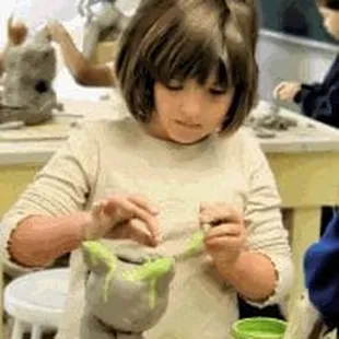 Kids participate in handbuilding, sculpting, wheel throwing, underglazing and glazing.