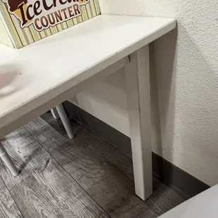 This table (in kids kitchen area)was literally about to fall apart, needs to be better maintained