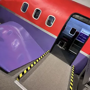 Airplane with interactive features inside