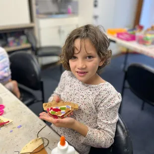 Sewing at art camp? Students had an opportunity to make their very own plushy pizza while also learning the basics of sewing.
