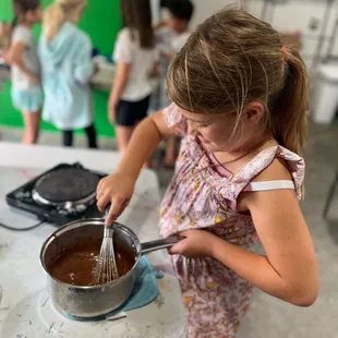Making a batch of caramel in chef camp