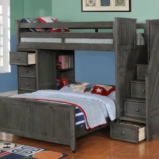 Twin Full Multi-Function Loft Bed Weathered Grey
