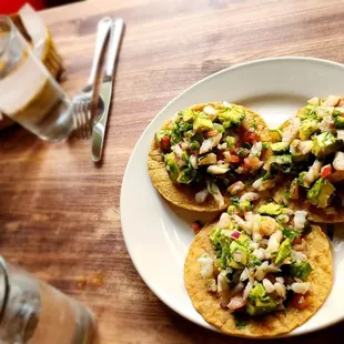 Ceviche tostadas.