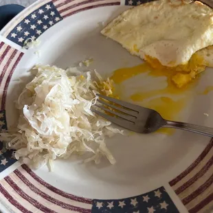 Sauerkraut and egg.