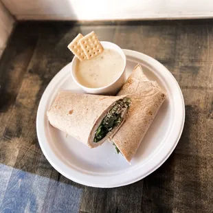 Chicken Caesar Wrap and Chicken Noodle Soup