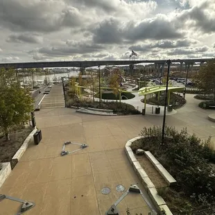 Outside Park and walking bridge to downtown.