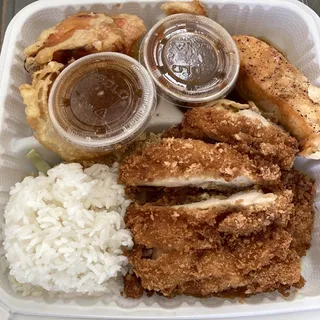 Salmon Teriyaki and Chicken Katsu