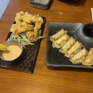 Left: Chicken Karaage Right: Chicken Gyoza