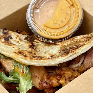 Thai Me Down - Thai chicken taco with roti (amazing!)