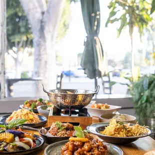 a table full of food