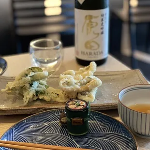 Anago tempura and sake were both yummy.