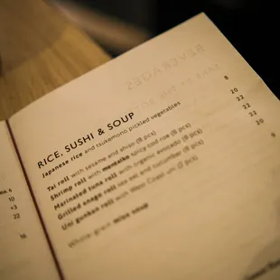 menu