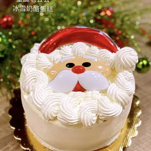 Christmas Chantilly Santa Claus Cake (6inch only) Call (206) 617-7688 to order.