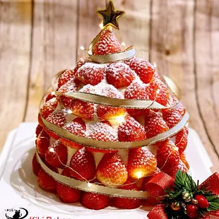 Strawberry Tower Cake (6inch only) Call (206) 617-7688 to order.