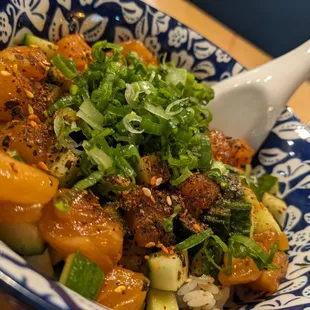 Poke Bowl. Today's protein was Salmon.