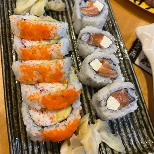 a plate of sushi