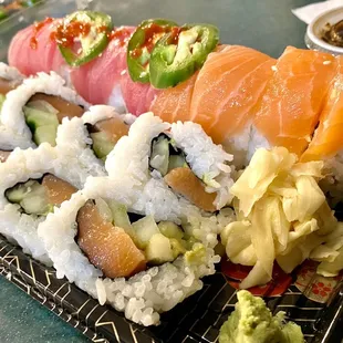 a variety of sushi on a plate