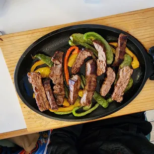steak and peppers