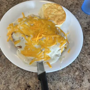 Chicken &amp; Biscuits with gravy and cheese