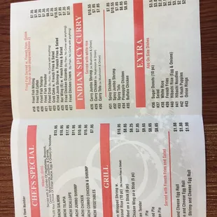 a close up of a menu