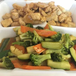 Dinner hibachi chicken and veggies