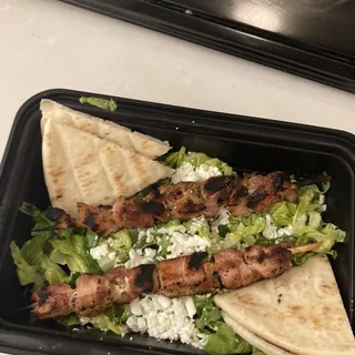 2 Pork Souvlakis with Fries Platter