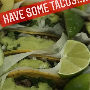Asada tacos, Adobada tacos, Pollo tacos.