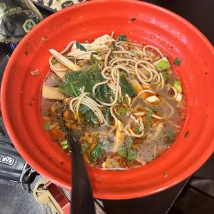 Chicken ramen with green onions