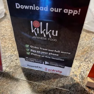 Download their app and order accordingly
