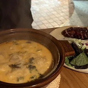 Half Duck Nabe (prior to mixing with plate next to it)