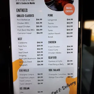 the menu