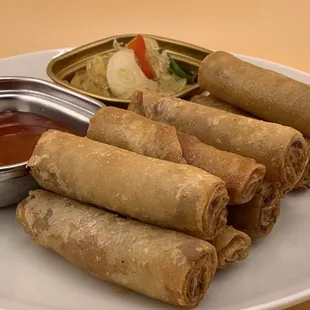Crisp fried Shanghai Lumpia Visit us at Cocina de Manila Irvine. Party trays available for catering.