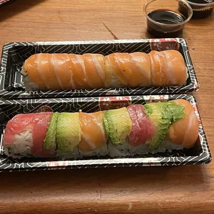 Amazing sushi!!! Rainbow Roll/ Salmon Avocado Roll!! So Good!!