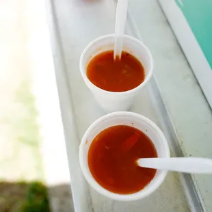 two cups of ketchup