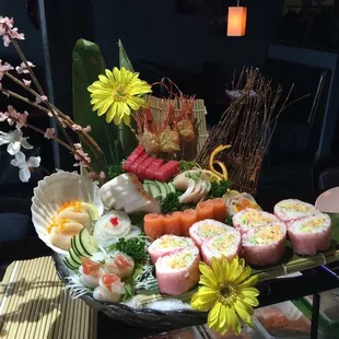 interior, sushi and sashimi