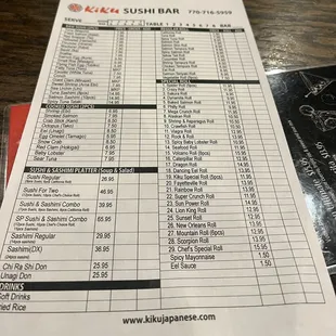 the menu