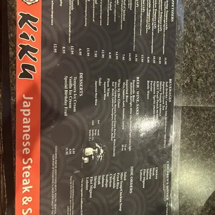 menu