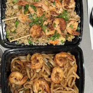 shrimp fried rice shrimp yaki udon