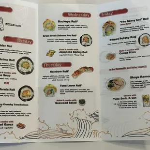 Take away menu