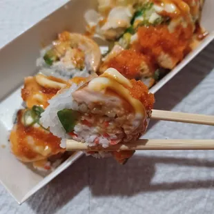 Baked sushi roll.