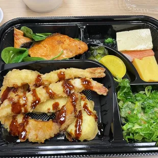 Take out lunch bento with salmon