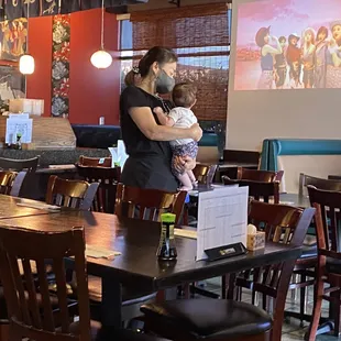 The excellent staff who offered to hold the our baby for a few moments so my wife could eat.