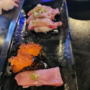 Premium sushi, the empty spaces are eaten.