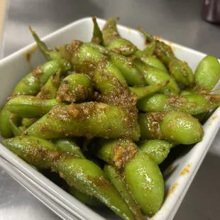 Butter garlic edamame